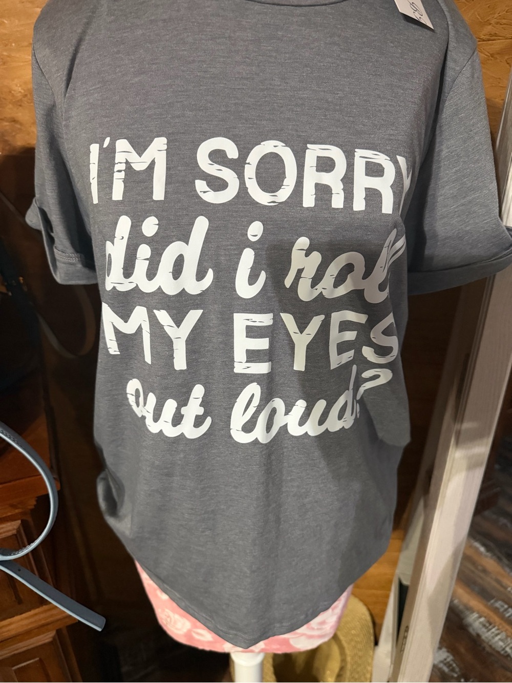 Girls' Gray Graphic Tee - "I'm Sorry I Rolled My Eyes Out Loud"